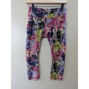 Reebok Capri‎ Leggings Colorful Floral Compression Running Yoga SZ Small